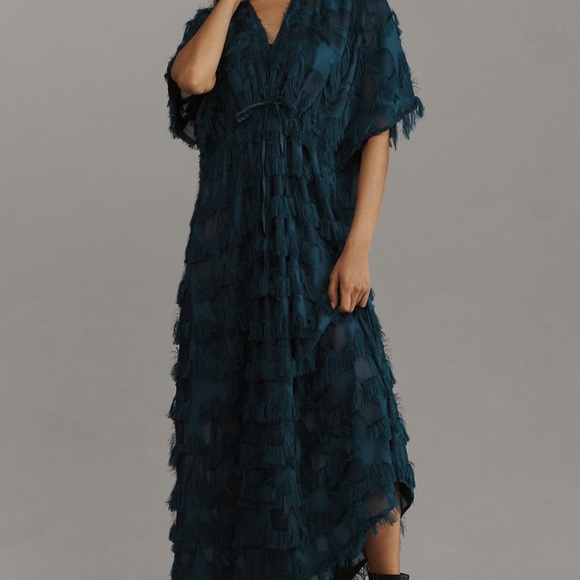 Anthropologie Blue Ruffled Tiered Maxi Dress - Picture 1 of 3